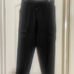 Black Relaxed Fit Track Pants with Elastic Waistband